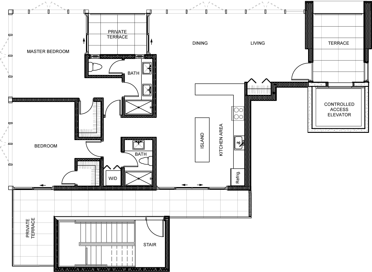 Floor plan for 2 beds, 2 baths, 1400 sqft